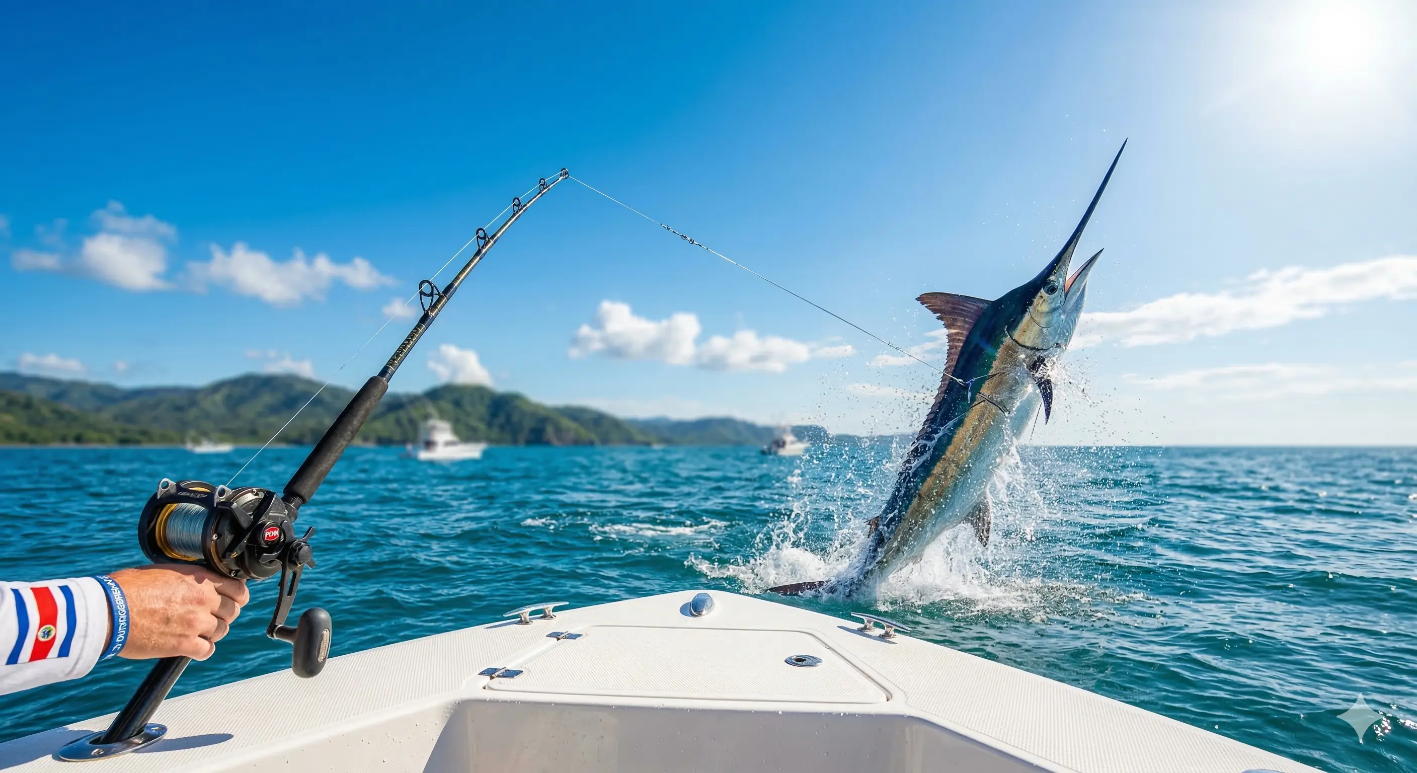 Sport fishing charter boat off the Pacific coast of Guanacaste, Costa Rica